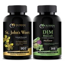 St Johns Welt 900mg- Mood Dukungan - Pendukung Tenang. Tambahan DIM 300mg dengan Brokoli 200mg BioPerine 10mg - Hormone dan Estrogen keseimbangan untuk Perempuan & Men.120 Katup Vegetable (2 BULAN SUPPLY)