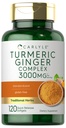 Carlyle Turmeric dan Ginger Suplement 3000 mg 124; 120 Softgel Capsules 12.4; Turmeric Curcumin Complex 12.4; dengan Black Pepper Extract 124; Non-GMO, Gluten Free