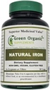 (Pack of 1) Green Organic Suplemen 'Besi, 2000mg Kapak Besi Organik, 90, Tangan Dibuat, Vegan, Non-GMO, & Gluten Free Natural Iron Kapsul