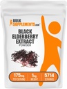 BelkSuplements.com Elderberry Extract Powder - Elderberry Diberi dari Black Elderbrry, Suplemen Dukungan Imune - Gluten Free - 175mg per Serving, 1kg (2.2 lbs) (Paket 1)