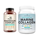 AMANDEAN Premium Magnesium Kompleks dan Marine Collagen Bundle. Ambang Tinggi Magnesium, Glycinate & Malate. Wild- tertangkap Hydrolyzed Fish Collagen Protein. Dualitas Dukungan Tidur, Skin & Mood