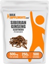 BulkSuplements.com Eleuthero Powder - Siberian Ginseng Powder, Eleutherococcus sensosus, Ginseng Herbal Suplemen - Gluten Free, 500mg per Serving, 250g (8.8 oz) (Paket 1)