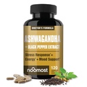 Noomost Ashwagandha 1200 mg Supplemen, 124; 10% Dengan Ekstrak Pepper Hitam 124; Murni Root Ekstrak untuk Stress Relief, Promotes Energi, Mood, Helathy Tidur untuk Pria & Perempuan 124; 120 Capsules