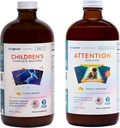 LIQUIDHEALTH Children 's Complete Multivitamin & Attention Teens & Kid Liquid Vitamin Bundle for Children - Imune Support, Immune Focus, concentration, Boost Mood - Vegan, Non-GMO, made in USA