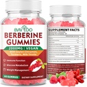 Premium Berberine Gummies, Potency Tinggi 2000mg Tambahan HCI, Plus Ceylon Cinnamon, Milk Thistle for Women & Men, Immune System & Metabolisme Dukungan - 60 Gummies
