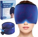 Hilph Adjustable Migraine Relief Cap dengan Thickened Gel Cold Compress, Headache Relief Cap, Face Cooling Mask Gel Chap for Tension, Stress & Hangover, Soothings Gifts for Women Blue
