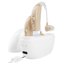 Mendengar Aids Amplifier untuk Seniors Rechargable dengan Noise Cancelling- Mendengar Aid Looss Amplifier Seniors, Dewasa Charging Case & Volume (1 Pair), Beige C1