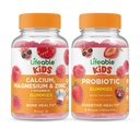 Lifeable Calcium Magnesium & Zinc Kids + Probiotic 2 Milyar CFU Kids, Gummies Bundle - Tasting, Vitamin Suplemen, Gluten Free, GMO Bebas, Gummy Chewable
