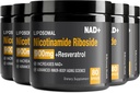 Tambahan NAD - NAD + dengan Nicotinamide Riboside (NR) dan Resveratrol Quercetin 900mg NaD Organik Murni Plus untuk Cellular Reparts Heally Aging Brain Fungsi, 80 Capsules (Paket 5)