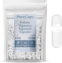 PureCaps USA - Kosong Vegetarian Vegan Pullalan Pullalan Pill Capsules Ukuran 000 124; 1.000 Pills Terpisah; Clear 124; Non-GMO Disertifikasi 124; SLS, Gluten, Preservative Bebas