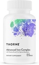 THORNE - Advanced Iron Complex - Complex Blood Support Formula * - Elemental Iron, Float, B dan C Vitamin for Optimal Absorpsi - Melengkapi Tambahan Besi - Gluten, Dairy & Soy & Soy - Free - 60 Kapsul