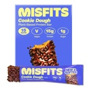 Misfits Vegan Protein Bars, Cookie Dough - Updated Recipe 124; Plant Based, Low Sugar & Carb, High Fiber Snacks 124; Pack of 15