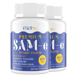1200 MG SAM e Supplement for Brain, Mood, Gabungan, dan Liver, Asorpsi Tinggi SAME (S-Adenosyl-L- Methionine) dengan CoQ10, 5- HTP, Hiburan 120 tablet, Vegan