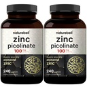 2 Pack Maximum Kekuatan Zinc 100mg, Zinc Picolinate Suplement, 480 Capsules, Zinc Vitamin dan Imune Vitamin untuk Enzyme Fungsi dan Dukungan Imune, Non-GMO dan Dibuat di AS