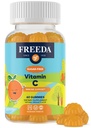 FREEDA Vitamin C Kids Vitamin C Gummies - Anak-anak Sugar Free VIT C Gummy Disable untuk Dewasa, Teens & Anak-anak - Kosher, Flavor Orange Delicious, Zero Sugar Immune Support (60 Ct)