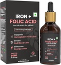 DURJA Iron + Folic Acid Drops 126; Fast Acting Liquid Implement for Women & Men with Zinc 124; HimOVER Booster & Blood Builder 124; Non-Constipating - 50ml '