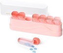 Weekly Pill Organizer 1 Time a Day, KOVIUU Removable Pill Box 7 Day, Portable Travel Pill Case, Setelah Daily Medication Container Holder, Week Pillbox Dispenser untuk Tambahan Obat Vitamin, Pink