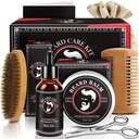 Father Day Dad Gifts, Beard Kit for Men, Beard Growth and Grooming Kit w / Beard Oil Beard Beard Beard Brush Beard Comd Scissor, Birthmarts for Men Husband-nya Bonger Son Brother