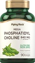 Piping Rock Phosfatidyl Choline Suplemen: 124; 840mg 124; 90 Softgels 124; dari Soy Lecithin 124; Non-GMO, Gluten Bebas