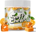 Iron Suplemen Mengunyah dengan Vitamin C untuk Perempuan Pria dan Anak-Anak, Natural Vegan Lembut Chew Besi dengan Vitamin B6, B12, D, Calcium & Zinc - Dukungan Energi, 60 Orange SoftChews, 2 Bulan Supply