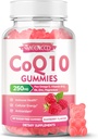 Sugar-Free CoQ10 Gummies 250mg, Koenzim Q10 Suplemen Plus Omega-3, Vitamin B6 & Zinc, Suplemen Absorpsi Tinggi CoQ10 untuk Dukungan Energi & Antioksidant, Raspberry Flavor, Segan 60Cts