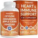 5-in- 1 Cinnamon Ceylon Capsules 235mg - Ceylon Cinnamon dan Apple Cider Vinegar dengan Turmeric, Panax Ginseng, Cinnamon, dan Bioperin, 120 ct