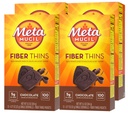 Metamucil, Fiber Thins, Daily Psyllium Husk Fiber Suplement, Support Digetical Health dan Memuaskan Hunger, Chocolate Flavor, 48 Total Servis (4 Paket 12)