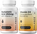 Balancebreens Pure Hyaluronic Acid 250mg dengan Vitamin C 50mg + Vitamin D3 50.000 IU Supplemen Combo