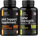 Fortifikasi Bone and Joint - Gabungan & Knee Dukungan Suplemen, Suplemen Kekuatan Tulang - Glucomine Chondroitin MSM 800mg 60pcs dan Calcium Supplemen 500mg 90pcs
