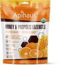 Honey and Propolis Lozenges Orange Flavor, Freshes Breath - Soothes a Throat - Ammune Support with Vitamin C, Vitamin D dan Zinc, 20 Count