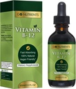 Go Nutrients Vitamin B12 Sublingual Methylcobalamin - B-12 Liquid Drops 3000mcg, Organic Raspberry Flavor, Vegan - Supports Energy, Nerve Health & Red Blood Cell Formation - 2oz (48 Servis)