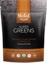 Super Greens # 1 Superfood Powder Hijau 124; 100% USDA Organik Non-Vegan Suplement 124; 20 + Whole Foods (Spirulina, Wheat Grass, Barley), Progories, Fiber & Enzymes (Asli, 30 Pelayan) (Coklat)