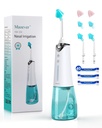 Sistem Irigasi Nasal, Cordless Nasal Rinse Machine for Sinus Relief & Nasal Care, Electric Neti Pot dengan 6 Tips dan 40 Garam Pack Nasal Irrigation Sinus Rinse Sistem Kit untuk Dewasa & Kid