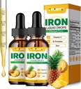 Tambahan Besi Liquid untuk Pria Perempuan & Anak-anak Multivitamin Besi Drops dengan Flolate, Vitamin C, B6, B12, Zinc untuk Anemia, Deficiency Besi, Pembangunan Darah, Energi