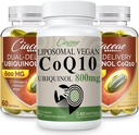 Lipomal CoQ10 800mg 1PCS Bundle dengan Ubiquinol CoQ10 600 MG Softgels dengan Omega-3 & Shilajit & PQ 2PCS