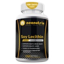 Soy Lecithin Capsules 1200mg (Satu hari, 100 Softgels) Suftgels Supplication Kaya di Phospholipids Support Metabolisme, Brain & Heart Health & Cell Functions Made in The USA Nor-GMO by Neonutrix