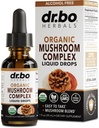 Kompleks Ruang Mushroom Mane Liquid Limid Limiter Organic Liquid Liquid Drops for Focus, Foam, Brain Health Suplemen - Vegan, Herbal Organic Lion 's Mane Jamur, Reishi, Turkey Extract 1oz