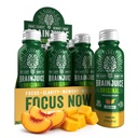 BrainJuice Brain Shot, Gluten Free Supplement Shots for Energy & Focus, Healthy Minuman dengan Alpha GPC, Vitamin B & Organic Green Tea Extract Caffeine, Peach Mango, 2.5 flflo oz, 12 Pack