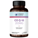 Vitamin World CoQ10 200 mg Softgels, Coenzim Q10 Suplemen untuk Dukungan Antioksidant, Produksi Kesehatan & Energi Jantung, Gluten Bebas, 120 Rapid Pelepasan Softgels