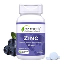 EZ Melts Zinc - Tambahan untuk Imune, Digeptical & Skin Health Support - Non-GMO, Vegan & Gluten- Free - Blueberry Blast - 60 tablet Dissolable (60 Pelayan)