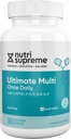 Nutri Supreme Ultimate Multivitamin for Men and Women, dengan lebih dari 20 Vitamin and Mineces, Suplemen Nutres Harian untuk Dukungan Imune, Kosher, Vegetarian 90 Hari Suppply