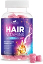 Gumi Vitamin Rambut dengan 5000 mcg Biotin, Pertumbuhan Rambut Mendukung Gummy, Premium Vegetarian Non-GMO Dengan Vitamin E & C untuk Lebih Kuat, Rambut Cantik, Skin & Nails, Gummies Tambahan - 60 Gummies