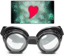 GloFX Black Heart Deffraction Goggle - See Hearts - 3D Holographic Visuals Edm Rave Outfit Steampunk Costume Cosplay Music Festival Escule