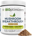 BiOptimizers Mushroom Coffee Alternative - Chai Drink - Singa Mane, Chaga, Reishi + Collagen Peptides untuk Fokus, Energi & Gut Kesehatan - Jamur Adaptogenik & MCT Powder - 15