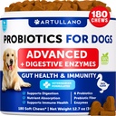 Produksi untuk Anjing - Dukung Kesehatan Gut, Itchy Skin, Allergies, Imunitas, Keseimbangan Yeast - Program- Progories Dog dan Digetical Enzymes dengan Presticaly- Menguring Diare, Gas - 180 Probiotic Chews for Dogs