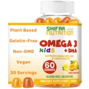 SHIFAA NUTRITITION Halal Omega 3 untuk Anak-anak dengan DHA Gummies for Brain Development, Heart & Imune, Plant-Based, Non-GMO, Algae-Hased DHA, Gluten & gelatin- Free Kid Omega 3 Gummies, 30 Pegawai