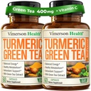 Suplemen Curcumin Turmeric dengan Ekstrak Teh Hijau (ECGC) & Vitamin C untuk Kesehatan Gabungan, Energi & Inflammation Keseimbangan Organik Tumeric Curcumin dengan Lap Hitam - Gluten- Free, Non-GMO. 2- Pack