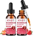 2 Paket Kompleks Triple Magnesium Liquid Drops Blend dengan Magnesium Glycinate 500mg, Malate dan Tadrate untuk Max Bio- Avability, 124; Absorpsi Tinggi 124; Vegan, Non- GMO 124; Nerv, Relaxation, Muscle & Sleep