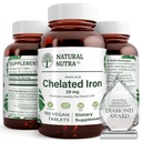 Natural Nutra Chlated Iron Supplement for Men & Women, Nails Health, Promotes Optimal Absorpsi, Helling Enhance Iron Level, Keep Body Fulid, Help to Improve Hair Growth, Skin Health, 180 tablet