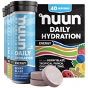Nuun Energy Electrolite Tablet dengan Ginseng, Caffeine dari Green Tea Extract, Vitamin B12, B6, B5, Magnesium & 4 Electrolite lainnya, Gluten Free & Vegan, Mixed Flavors, 4 Pack (40 Servings Total)